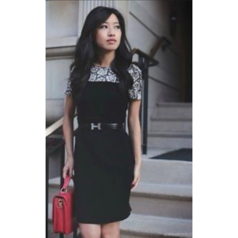 Vince Camuto Women Black Lace Floral Print Dress Size 0